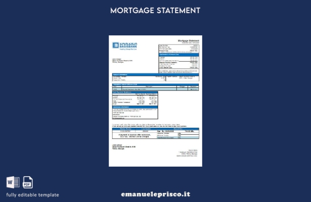 modello di estratto conto ipotecario Georgia Basis Bank in stile verificato